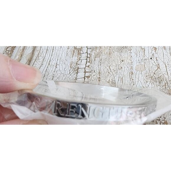 NEW Splendid Iris Stainless Steel Silver Hinge Bracelet Strength Hope Courage - Picture 3 of 6